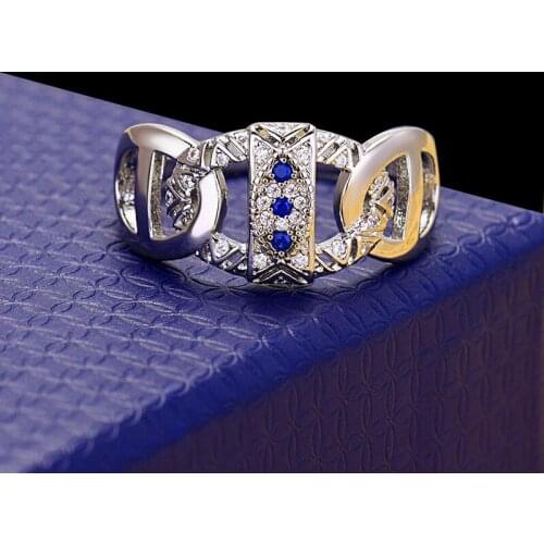 AAA Fashion Nose Chain Style Sterling Silver Ring Wind Eye Shape Micro Pave Zircon Wedding Rings for Women