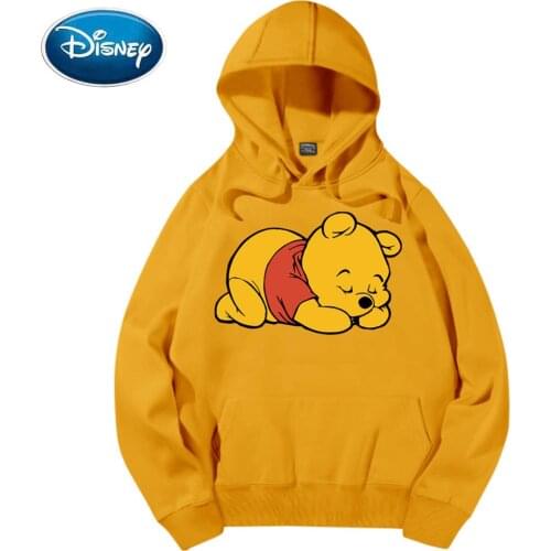 Disney Chic Fashion Cute Winnie the Pooh Bear Cartoon Print Hoodie Pullover Couples Unisex Women Sweatshirt Pocket Tops 6 Colors
