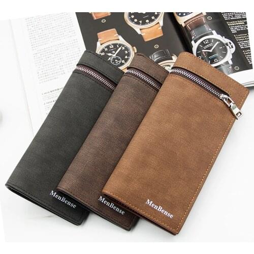 MenBense Men Long Wallets Zipper Coin Change Pockets Money Bag Card Holder Letter Print Walets Handbag Male Bifold Clutch Bags