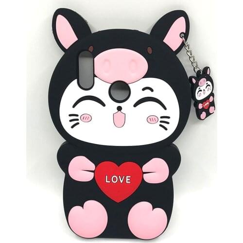 For Huawei Honor 8X 3D Soft Silicone Case Cute Cartoon Lucky Cat Kitty Cell Phone Back Cover Shell Skin Cases For Huawei Y9 2019