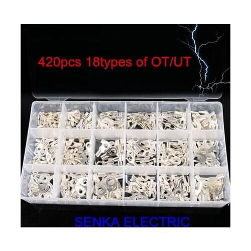 420pcs fixed 18 types naked OT UT connector set with box cooper ring connector furcate U-type terminal set