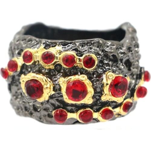 22x17mm Neo-Gothic Vintage 18.5g Created Blue Aquamarine Gift For Man Coolo Black Gold Street Jewelry Silver Rings Punk Style