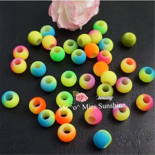 2021 New DIY Beads Fluorescent Neon Loom Beads Loom Bands Rainbow Bands Mixed Colors 500Pc/ Lot 10mm/12mm Big Hole Acrylic Beads