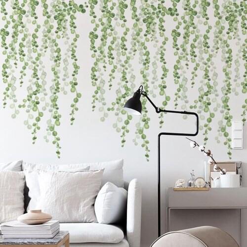New Fresh Green Leaves Wall Stickers Self-Adhesive Wall Stickers Home Background Decoration for Living Room and Bedroom