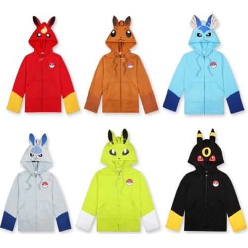 New Cartoon Vaporeon Jolteon Flareon Espeon Umbreon Leafeon Glaceon Pokemones Sweatershirt Hoodies Plush Toy Cosplay Costume