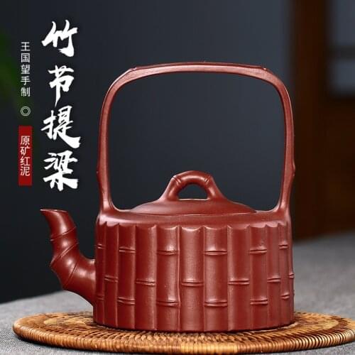 Tea-pot wholesale all handmade bamboo girder pot Wang Guowang authentic pure manual undressed ore red mud tea factory