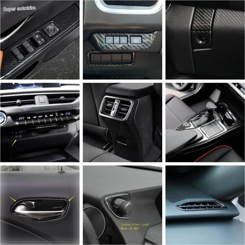 Carbon Fiber Look Interior Refit Kit CD / Head Lamps / Air AC / Dashboard Cover Trim Fit For Lexus UX 200 250H 2019 2020 2021