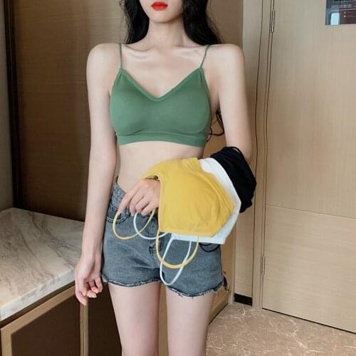 Sexy Women Crop Tops 2021 Seamless Female Tank Camis Lingerie Intimates Removable Padded Camisole Femme Sports Underwear