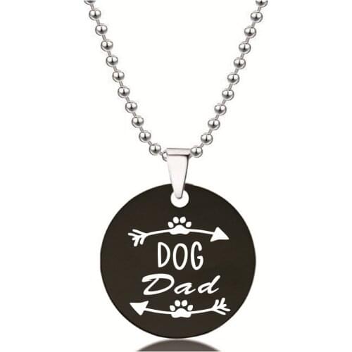 BLINGPAW Stainless Steel Pendant Neckalce Dog Dad Keychain Dog Tag Bag Ornaments Gold Black Silver Accessories for Pet Lovers