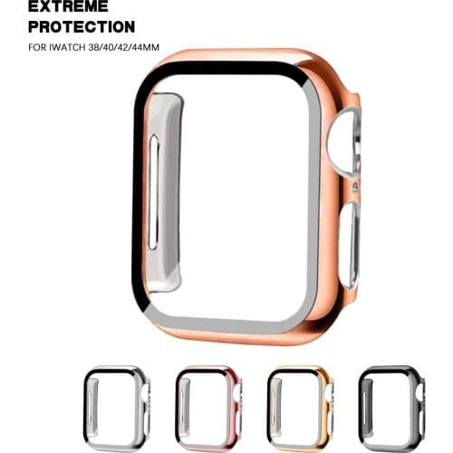 Full cover for Apple Watch series 5 4 3 21 bumper hard frame case with glass film for iWatch screen protector 38mm40mm 42mm 44mm