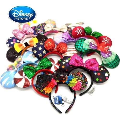 Disney Mickey Mouse Ear Headband Disneyland Hair Hoop Mermaid Princess Peter Pan Headdress Party Headwear Girl Toy Birthday Gift