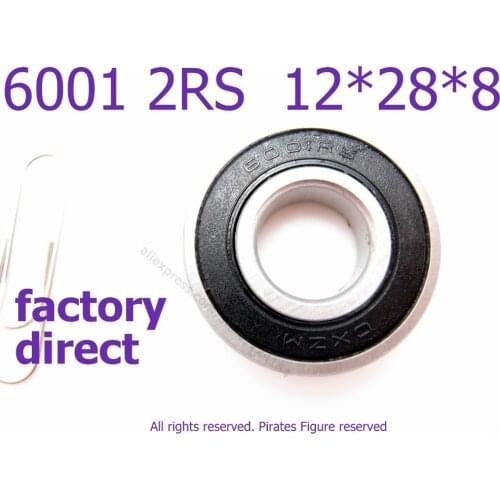 Factory Direct High quality deep groove ball bearing double rubber sealing cover 6001 2RS 6001bearing 12*28*8 mm 10PCS Wholesale