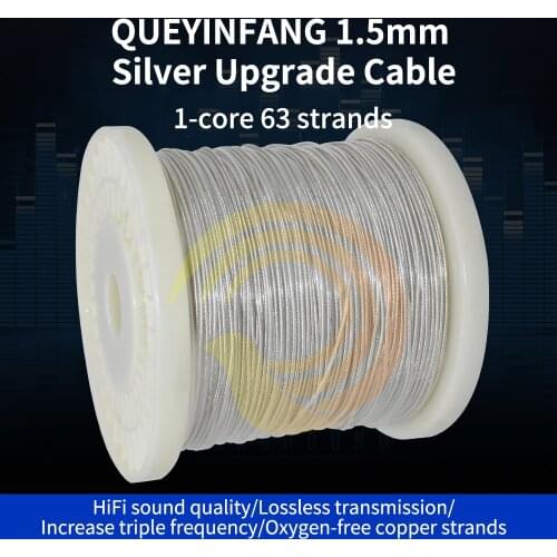 QUEYINFANG 1.5mm DIY 1-Core Earphone Upgrade Cable Silvered OFC Copper 1-core Silver Earphone Wire PVC Sheath