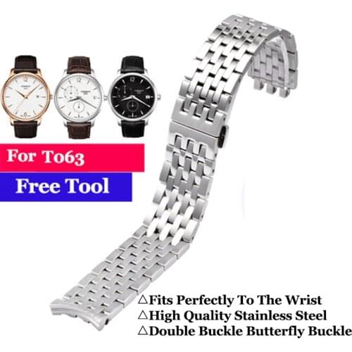 20mm Watchband for Tissot 1853 Bracelet T063 Original Strap T063610 T063617 T063639a Stainless Steel Belt Butterfly Buckle