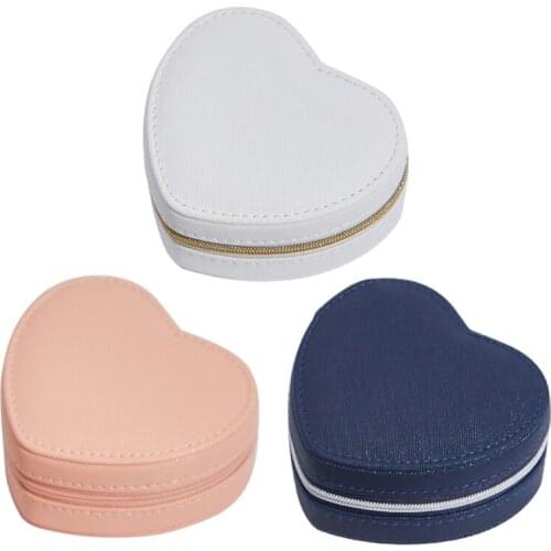 Heart Shape Portable Jewellery Box Travel Organizer PU Leather Heart Jewelry Box A0NF