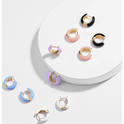 New Design Enamel Small Hoop Earrings for Women Trendy Boho Ethnic Multicolor Geometric Circle Earring Wedding Jewelry Gift