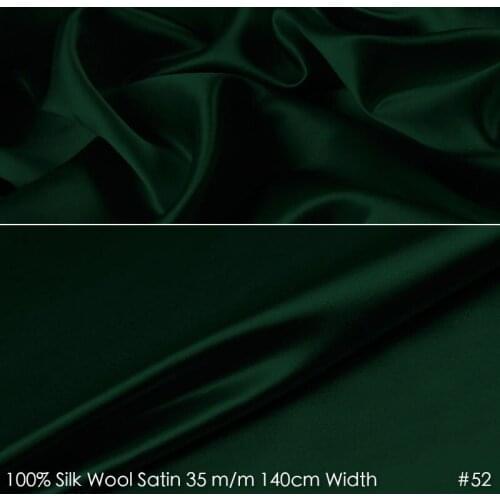 SILK WOOL SATIN 140cm width 35mm/35%Silk+65%Natural Silk Fabric Suits Plush Fabric Wedding Party Dress Fabric 52Dark Green