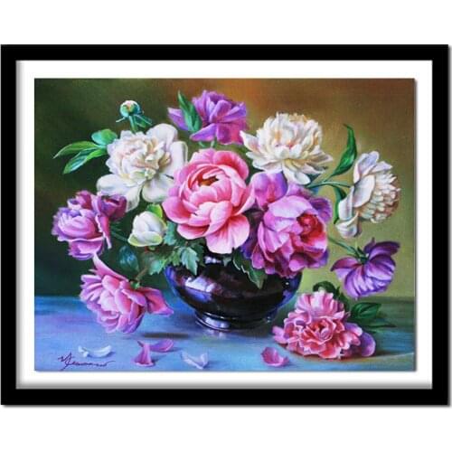 Diamond Painting Flowers Full Round Crystals Pattern 5d Diamond Embroidery Wall Decor for Office MH017