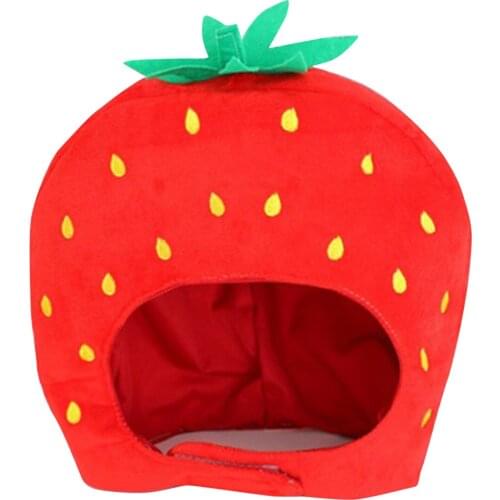 Cute Strawberry Hat Halloween Carnival Simulation Head Cover Party Funny Cotton Fruit Hats Masquerade Festival Dress Up Props