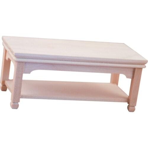 1/12 Scale Dollhouse Wooden Furniture 2 Layers Tea Table Model, kids Role Play Toys