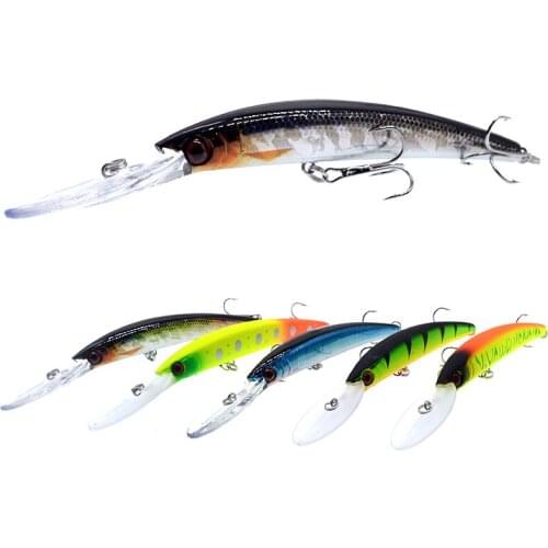 1PC Minnow Fishing Lure 150mm/16g Crankbait Artificial Hard Bait peche Bass Pike Wobbler Long Tongue Minnow