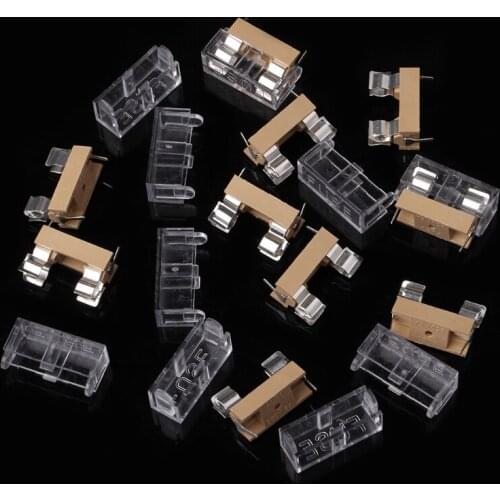 10 Pcs Glass Fuse Holder with Transparent Cover Fuse Blocks 5X20mm L15