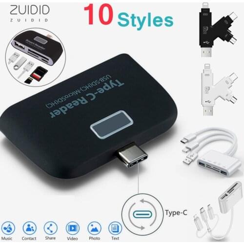 10 Styles Multifunctional OTG Card Reader Type C USB Micro TF/SD Memory All-in-One High Speed Adapter