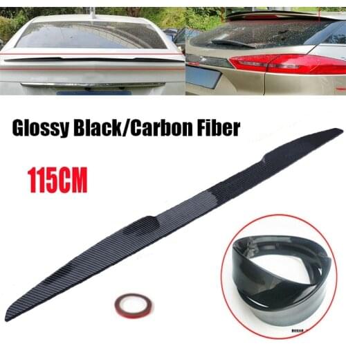 115cm Universal Carbon Fiber/black Color Car Rear Trunk Roof Lip Spoiler Self-adhesive Rear Wing Sticker