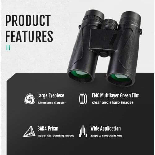12×42 Binoculars Daily Waterproof Telescope BAK4 High Magnification High Definition High Resolution for Outdoor Traveling