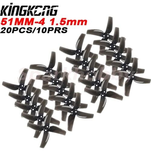 NEW 20PCS/10Pairs KINGKONG 51MM 4-blade Racer Propeller 1.5mm Mounting Hole Mini Prop Parts Accessories for RC Racing Drone