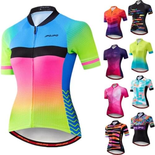 2020 JPOJPO Womens Cycling Jersey Short Sleeve Ladies Bike Jersey Racing MTB Pro Cycle Wear Breathable Bicycle Shirts Tops