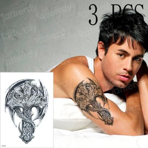 3pcs/lot new Flying dragon giant wings winding cross tattoo stickers arm body paint tattoo designs for men women cool designs