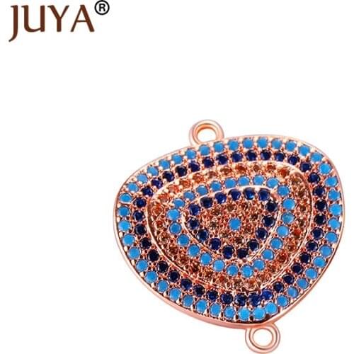 Diy jewelry findings multicolor zircon rhinestone evil eye style charm connectors for bracelets necklace accessories part