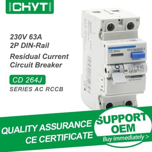 Free Shipping CHYT CD 264J 2P AC 230V 32A 63A 30mA Residual Current Circuit Breaker Earth Automatic Electromechanic RCCB RCD