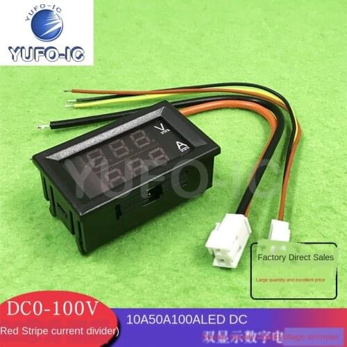 Free Ship 1PCS DC0-100V/10A 50A 100A Led DC Dual Display Digital Voltage Meter Meter Display