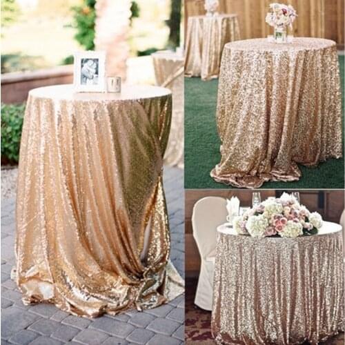 Glitter Sequin Tablecloth Rectangular Round Rose Gold Silver Table Cloth Rose Gold for Wedding Party Christmas Decoration