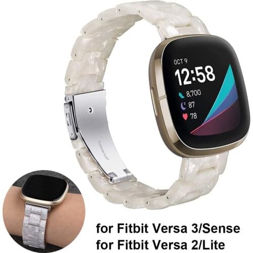 White Bracelet for Fitbit Versa 2/Versa/Versa Lite/Versa 3/Sense Band Fashion Resin Wristband Replacement Strap for Fitbit Sense