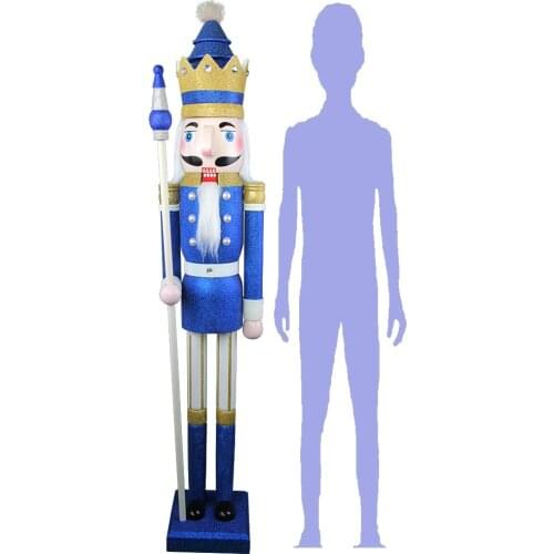 CDL 4feet/120cm/4ft/4foot Life sized large/Giant Blue Glitter Christmas Wooden Nutcracker King & Soldier Ornament Doll K33