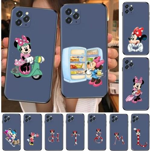 Minnie Mouse Letter Anime Phone Case cover For iphone 12 Pro Max 11 8 7 6 S XR PLUS X XS SE 2020 mini cell shell Sapphire blue