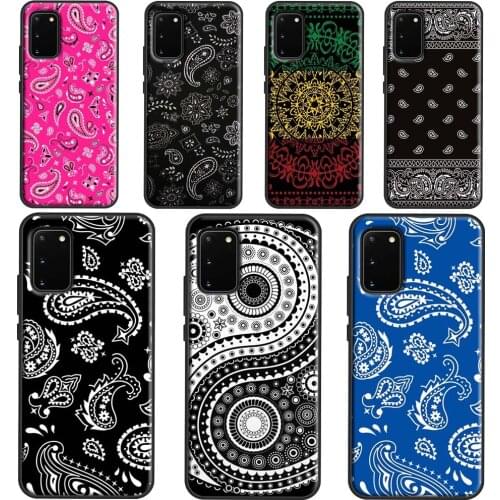Black Bandana Paisley Phone Case For Samsung Galaxy S21 Ultra S20 FE S10E S8 S9 S10 Plus Cover For Note 10 9 20