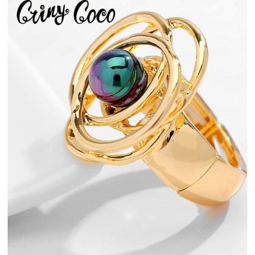 Cring Coco Trendy Green Pearl Ring Gold/Silver Color Geometric Rings Office Party Accessories Fashion Jewelry for Women 2020 New