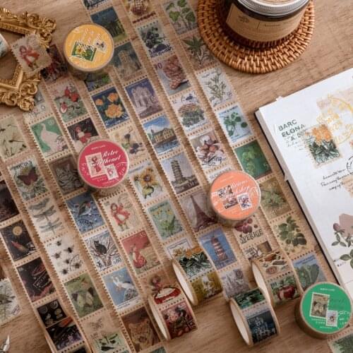 Retro Philatelic Museum Series Plants Travel Decorative Stickers Scrapbooking Stick Label Diary Album stationery Stamp Sticker