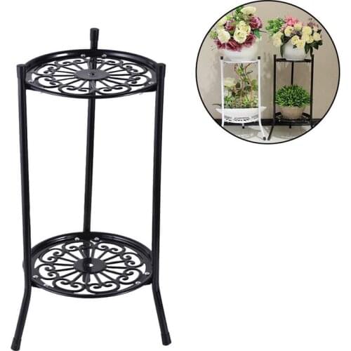 2 Layer Wrought Iron Stand For Balcony Flower Pot Shelf Home Garden Decoration Flowerpot Organizer