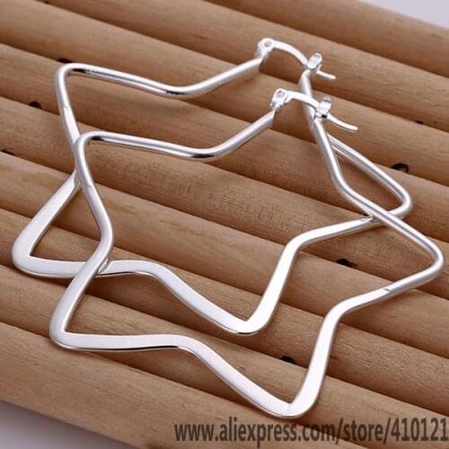 DT-E151 Hot Sale High Quality Silver Color Sterling Jewelry,Wholesale Silver Charms Fashion Star Earrings/DFADSFF WERAKL