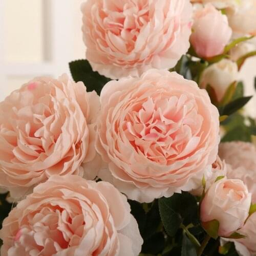 7Pcs/pack 3 Heads of Peony Artificial Flower for Wedding Backdrop Wall Flower Arrangement Home Decorating Camellia Rose Bouquet