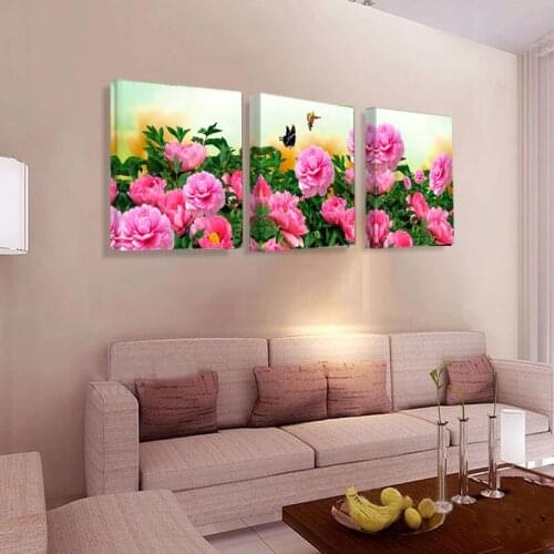 Canvas Painting Wall Art Peony Flower Painting Wall Art Decoration Canvas Wall Art Picture (Frameless) S67