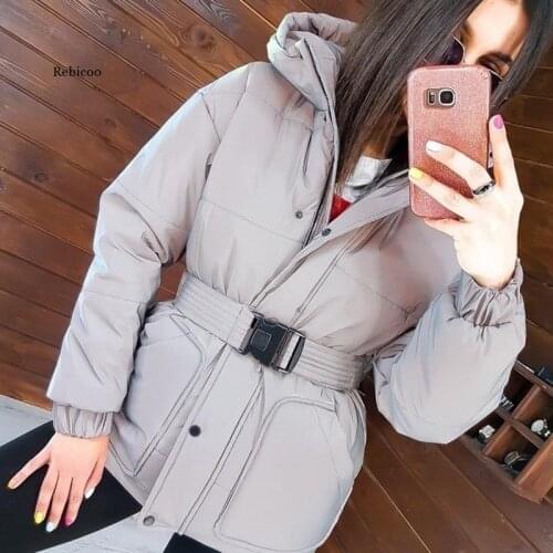 Reflective Women Winter Jacket Warm Thick Woman Parkas Street Fashion Coat Clothing Gray
