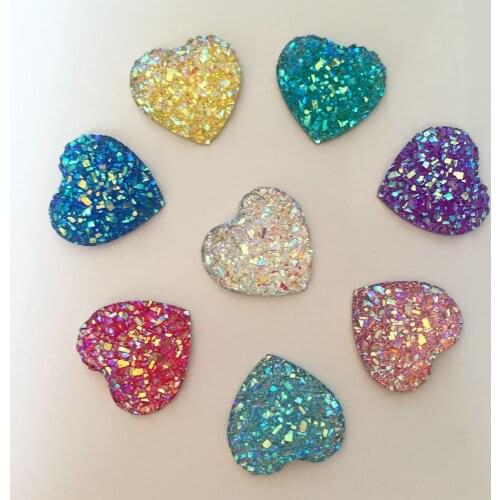 HOT 50PCS 14mm mix AB Resin 14mm*14mm Heart FlatBack Appliques/wedding DIY craft Button D11A