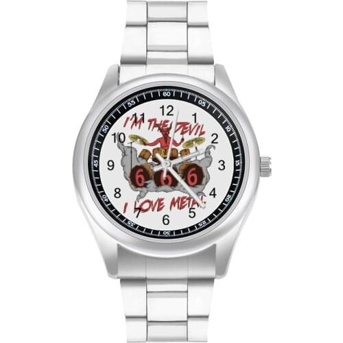 Metal Rock Quartz Watch Photo Simple Wrist Watch Steel Analog Sports Woman Wristwatch