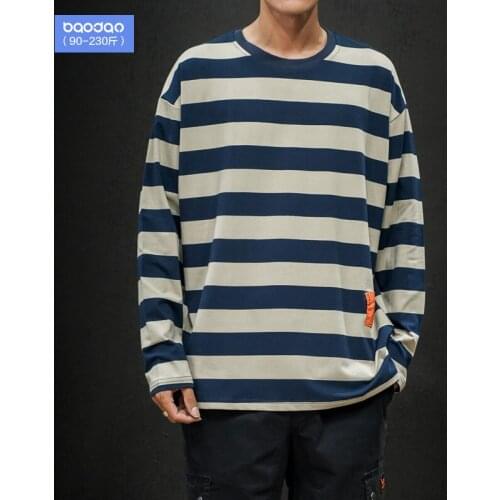 2021 Casual Hot Sale New Long Sleeve Striped Mens T-shirt Harajuku Simple Fashion Streetwear Hip Hop Fall Unisex Clothes